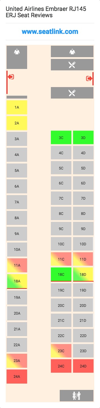 United Airlines Embraer RJ145 ERJ (ERJ) Seat Map